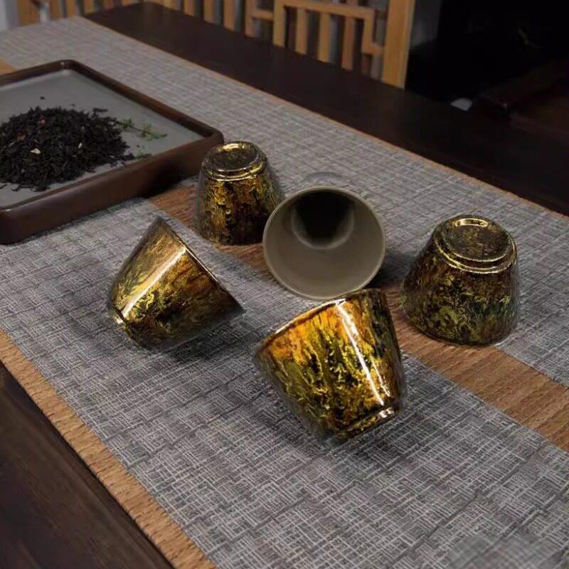 大漆茶杯高端主人杯犀皮漆闻香杯陶瓷茶盏非遗特色手工艺茶杯客杯