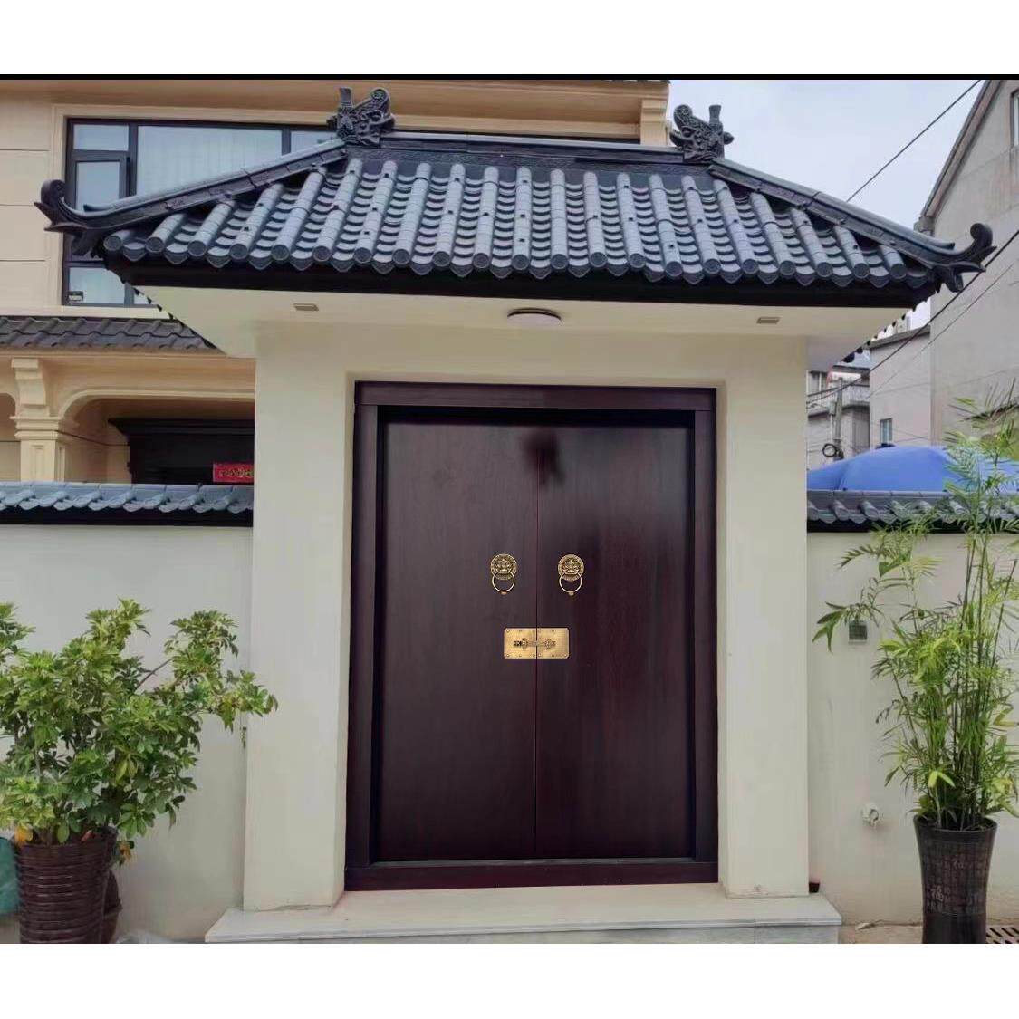 实木仿古大门户外庭院门进户双开门农村木门榆木中式别墅对开门