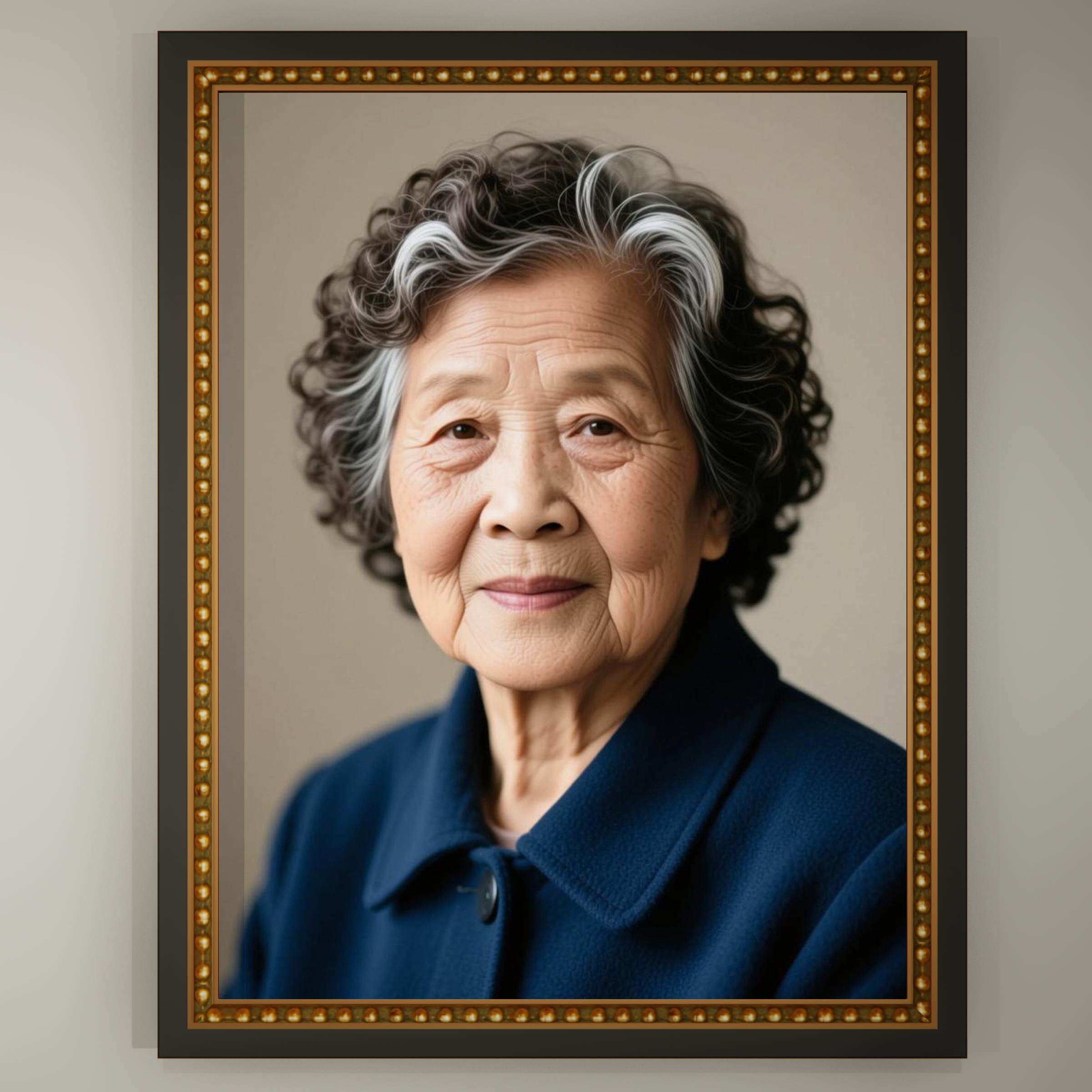 高端遗相定制实木画框哑光玻璃挂画摆台老人遗像修复免费打印挂像
