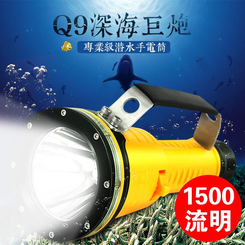 金三赢正品Q9专业摄影灯潜水补光手电筒水下强光防水充电远射船用
