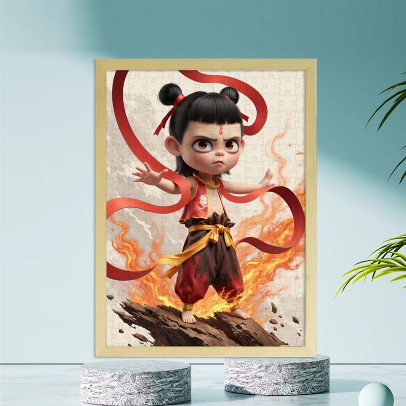 哪吒2魔童闹海木质拼图有框儿童1000片500块玩具成年人高颜值礼物