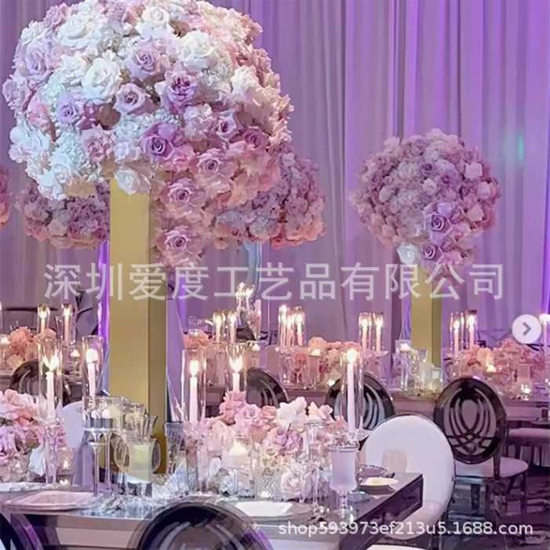 婚庆道具不锈钢路引花架婚礼堂装饰花器花器酒店中心主桌摆件金属