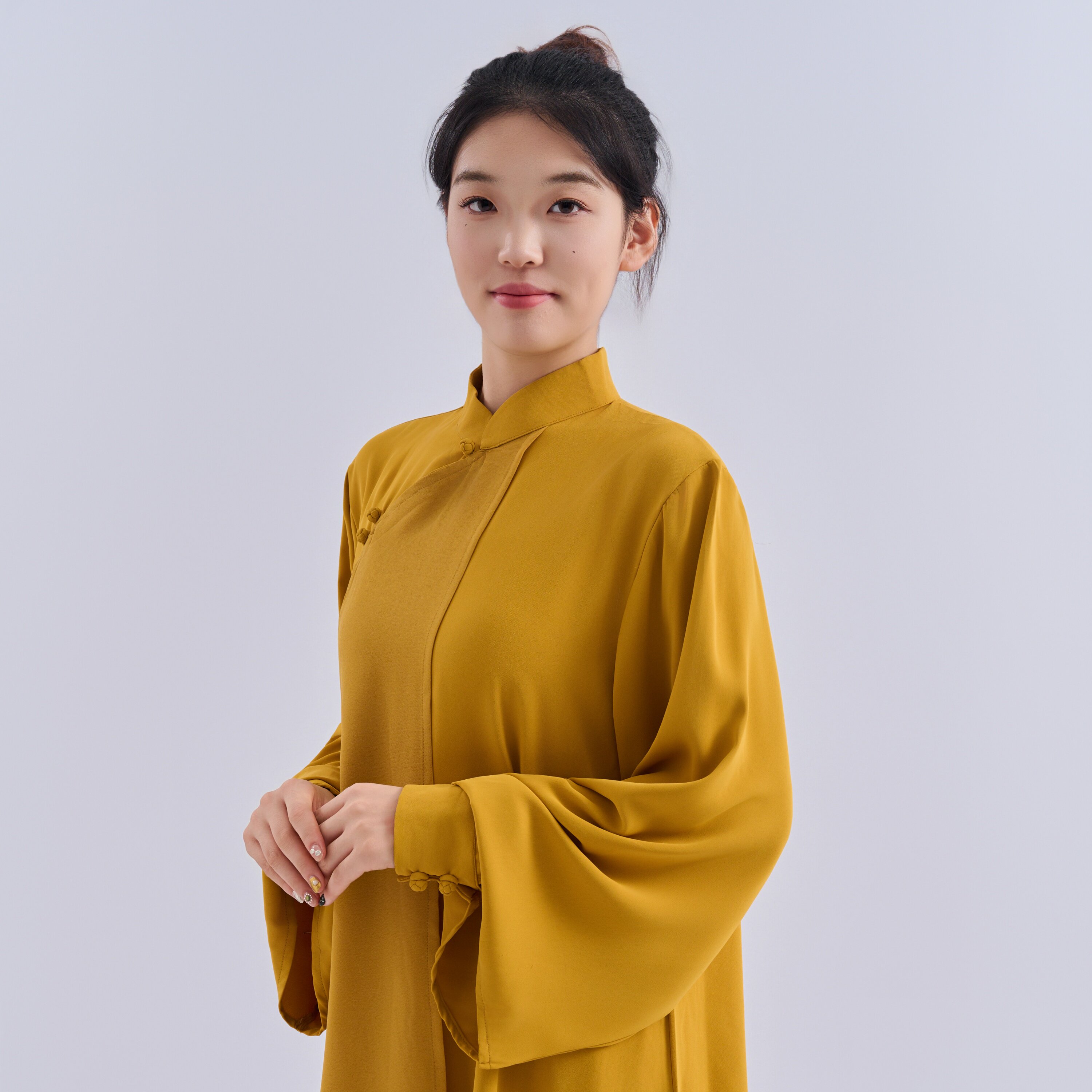 一举成功#半披纱太极表演服斜襟女士禅修比赛表演中国风图片