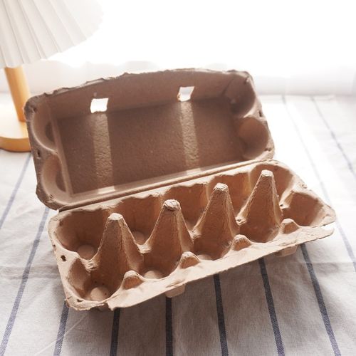 鸡蛋包装盒6f/9/10枚免折叠开关黄色篮子打包托纸浆生物可降解