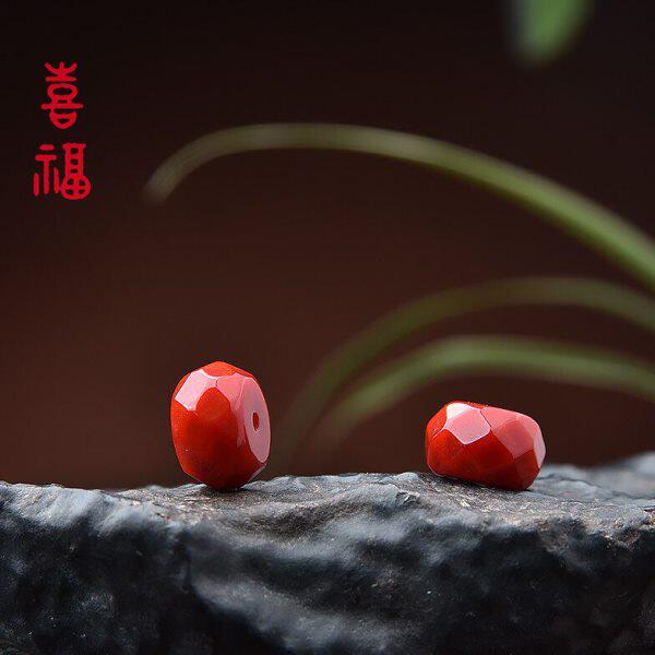 川料南红无相珠玛瑙切面单珠随形鼓珠隔珠隔片垫片配珠星月菩配饰