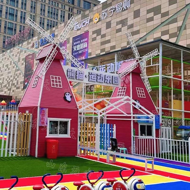户外防腐木荷兰风车大门城市广场大型摆件景区创意装饰门头