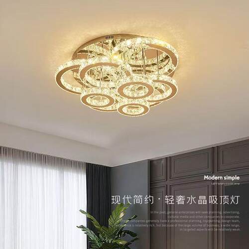 水晶灯客厅主灯2025新款圆形led吸顶灯简约现代大气轻奢卧室灯具