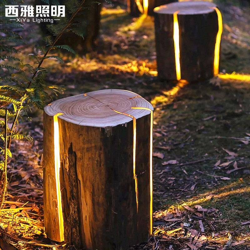 花园森林太阳能装饰灯仿真树桩造型防水景观灯草坪灯户外布置摆件