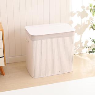 家用白色三隔断脏衣篓翻盖多层收纳盒可折叠大容量脏衣服收拾箱