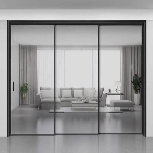 新款极窄玻璃推拉门厨房客厅移门门卫生间三联动吊轨地轨包邮直销