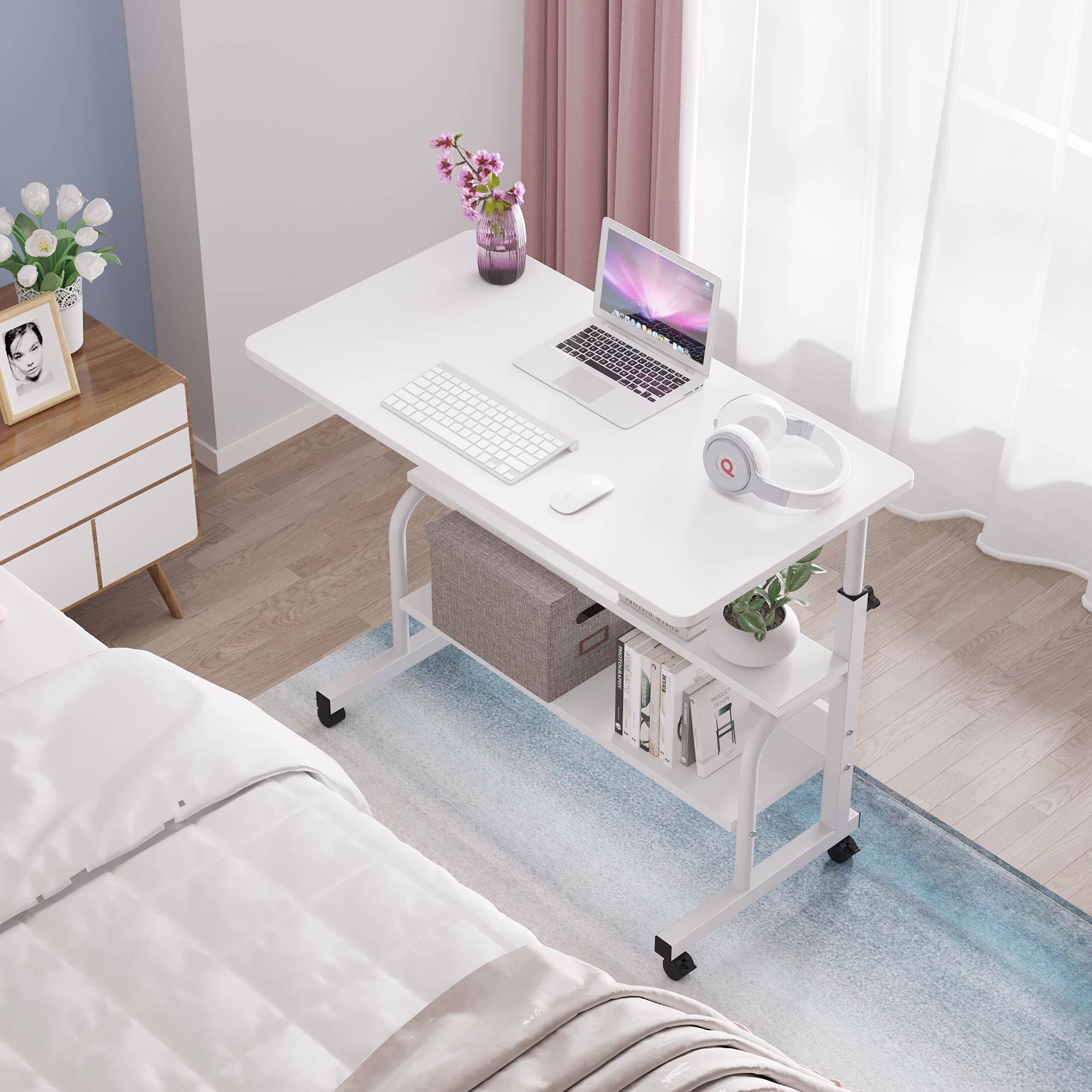 电脑台式桌80书桌简约家用卧室学生床边桌租房升降可移动60小桌子