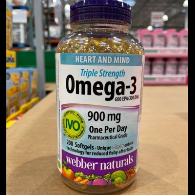 加拿大直邮Webber Naturals伟博三倍浓缩深海鱼油900mg 200粒