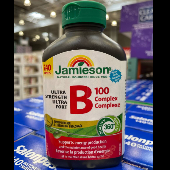 加拿大直邮健美生Jamieson维生素B100复合片缓释型240粒