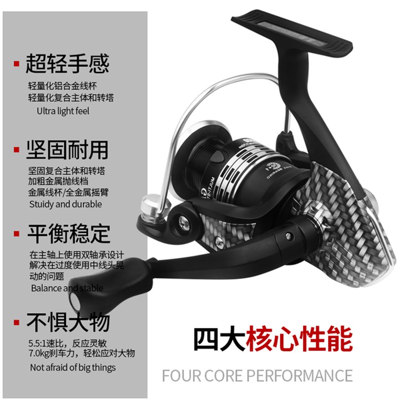 德岛纺车轮全金属摇臂无间隙路亚海杆轮远投双轴承鱼线轮GK渔轮