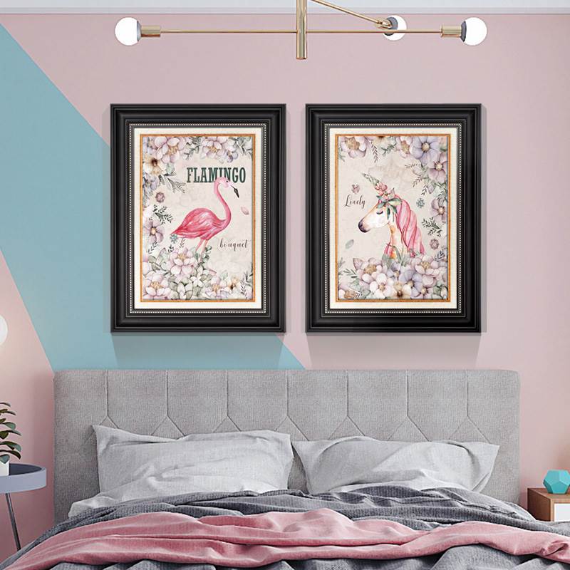 儿童房装饰画男孩女孩客厅卧室挂画床头背景墙壁画动物卡通画美式图片