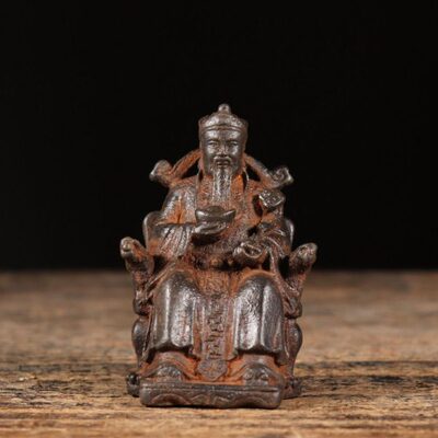 铁器仿古纯铁财神坐像中式复古陈设摆件家居饰品装饰摆设收藏包邮