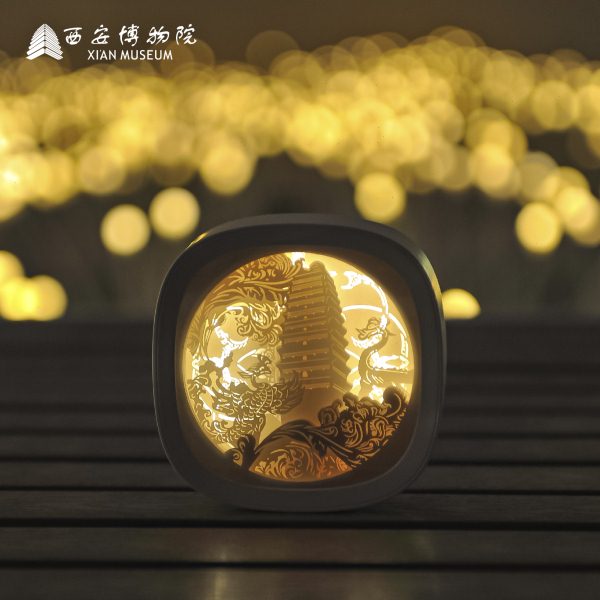 西安博物院创意3D镜面纸雕灯氛围装饰桌面摆件礼品室内小夜灯