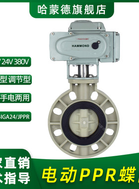 电动PPR蝶阀塑料法兰水管酸碱液体开关阀门水DN50 65 80 100 150