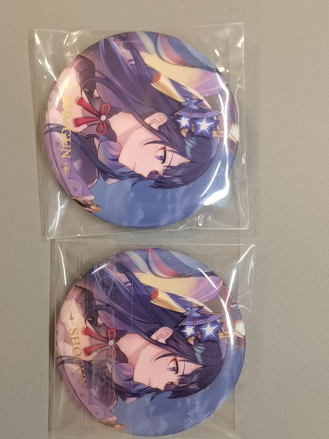 Raiden Shogun Genshin Impact Badges x2, with Original Packaging. Free Shipping, Light-up Feature Available via DM. - China Exclusive Anime Merch