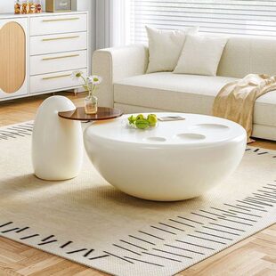 居梦阁北欧简约网红奶油风猫爪茶几现代小户型客厅圆茶桌大小组合