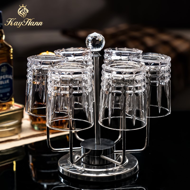 欧式雕花水杯威士忌酒杯高档轻奢水晶玻璃多功能洋酒啤酒杯子家用