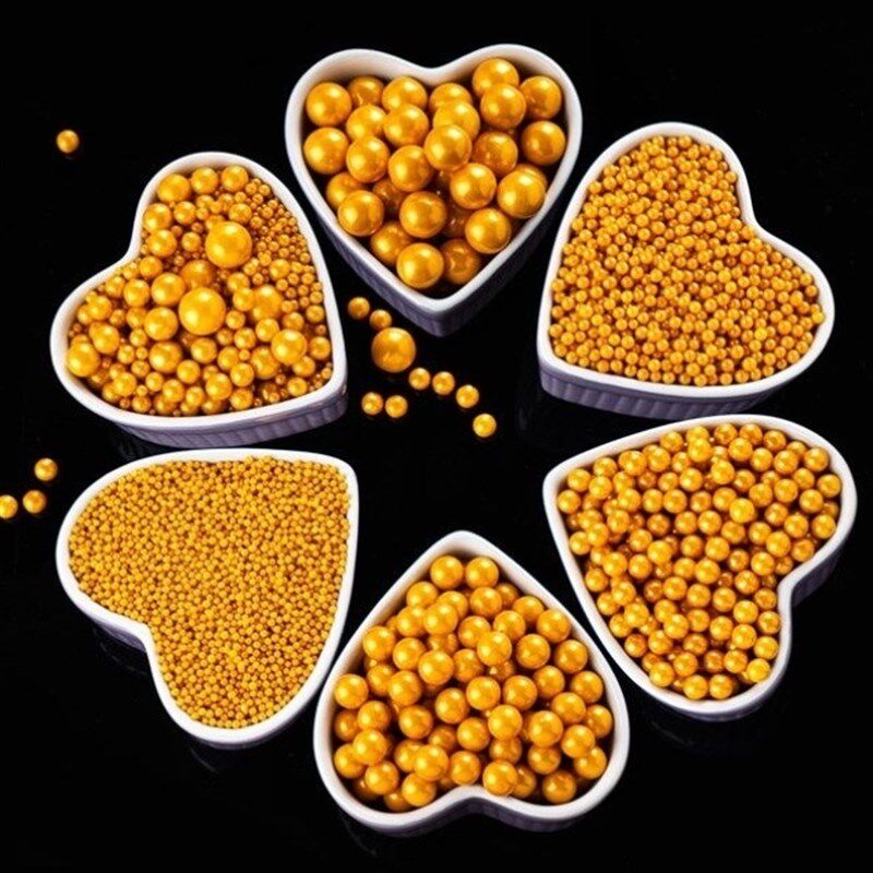 可食用金色蛋糕装饰糖珠金珠蛋糕混合糖珠圆珠(银珠仅装饰)
