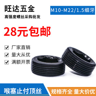 12.9级细牙止付螺栓堵头螺丝喉塞PG1.5牙无头螺丝 M10--M33