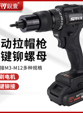 锐壹E2000锂电池电动拉铆螺母枪拉母枪拉帽枪全自动拉铆抢充电式
