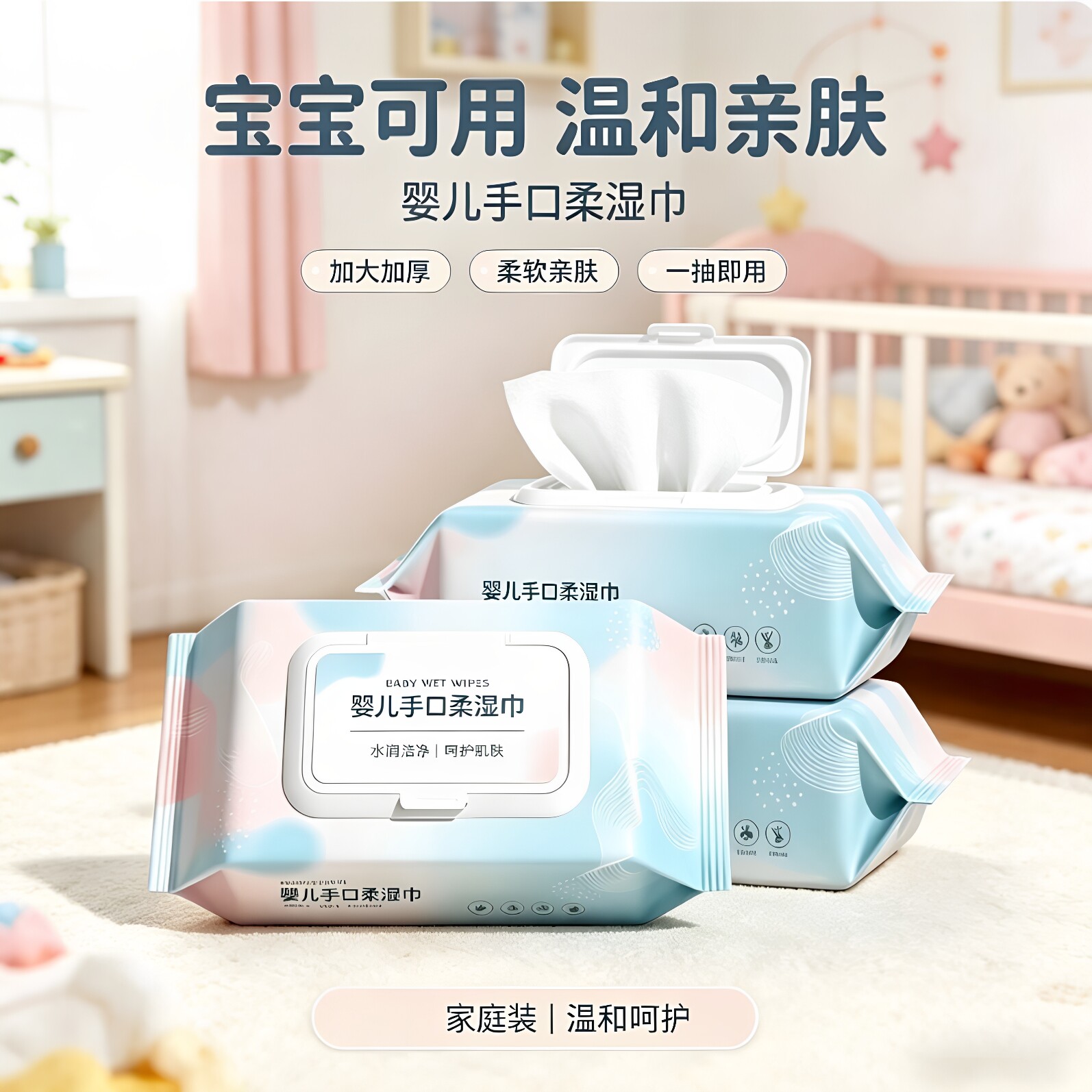 婴幼儿手口专用温和去油大包湿巾