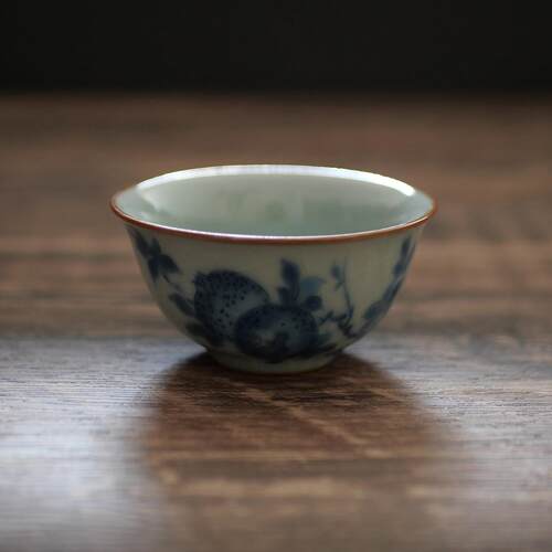 一隅 | 彷古手绘复古青花汝窑开片可养陶瓷家用主人杯品茗杯单杯