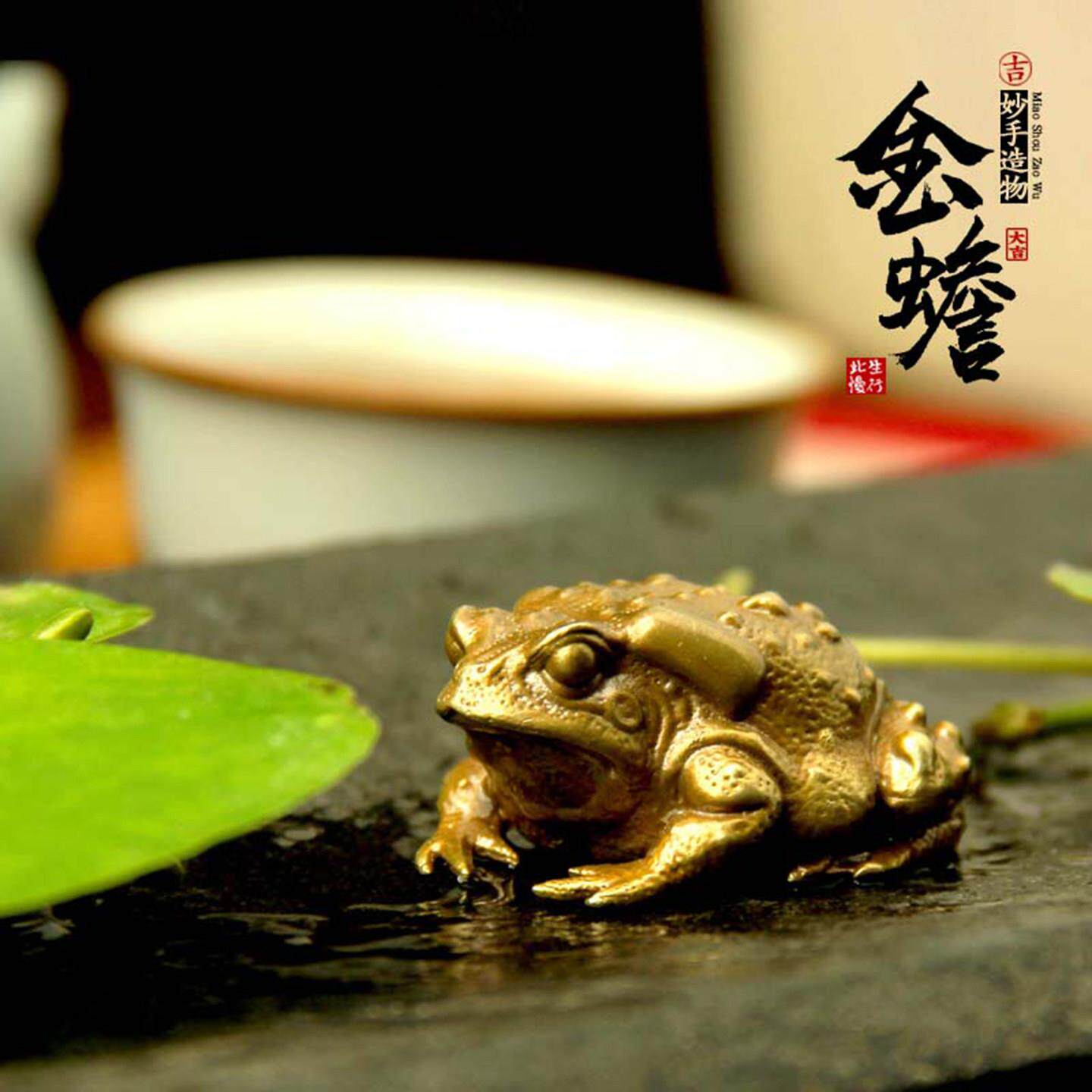 金蟾蜍招财摆件纯铜茶宠随身手玩件女黄铜镇纸手把件创意男士个性