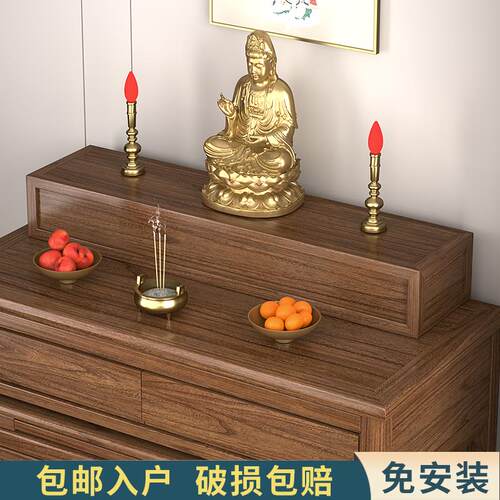 全实木佛龛神像增高架供奉佛座供奉桌台莲花阶梯供桌垫高佛台底座