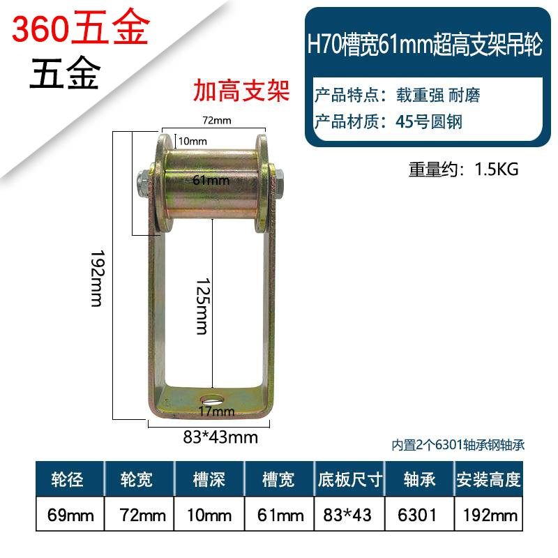 圆钢钢管滑轮吊轮6分管1寸2寸管穿圆管轨道轮方钢方管槽钢吊滑轮