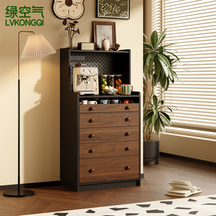 中古风咖啡机摆放台置物架咖啡柜子餐边柜一体靠墙茶柜沙发茶水柜