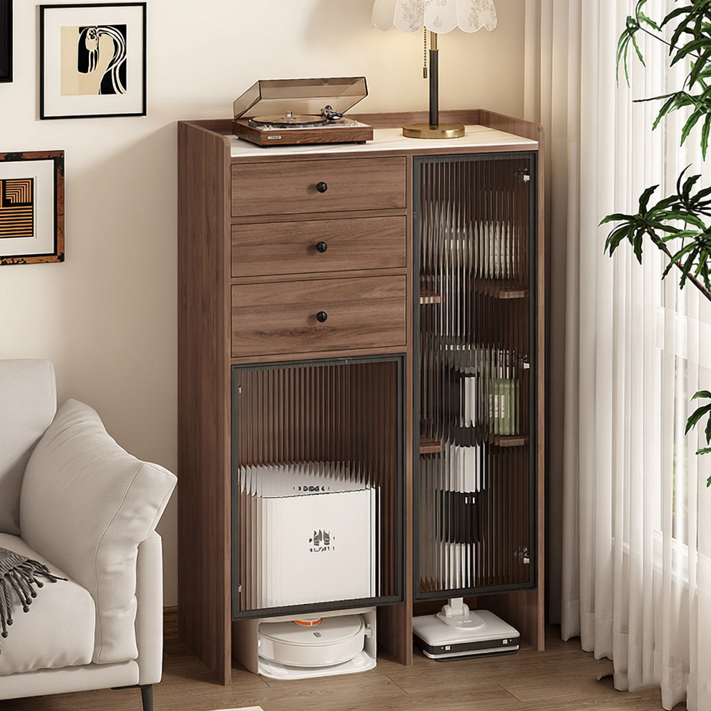 实木扫地机器人置物柜沙发边柜餐边茶水柜吸尘器洗地机家政柜9J57