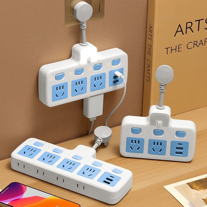 短线插座转换器f独立开关一转三多孔插排面板家用多功能一转多位