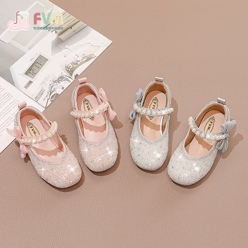 女童鞋子儿童公主小m皮鞋2024春秋新款秋季女孩中大童水晶单鞋洋