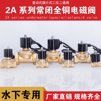 防水电磁阀 水下专用 水阀 跑泉 喷泉电磁阀3分4分6分1寸1.2寸等