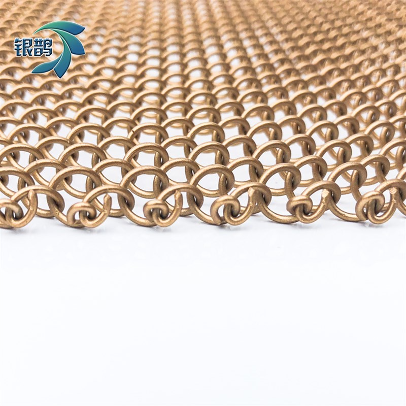 酒吧玄关帘e子吊顶复古网门帘金属黄铜网 酒店装饰网帘网勾花网