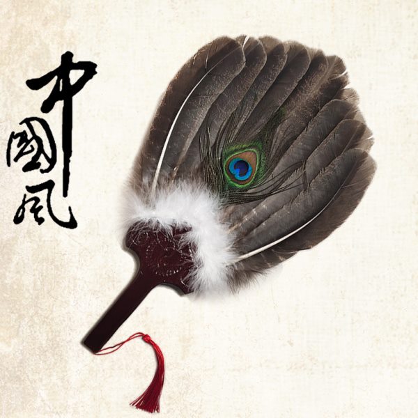 古典花火鸡扇子鹅毛扇婴儿羽毛扇诸葛孔明扇夏季小孩扇纯手工艺扇