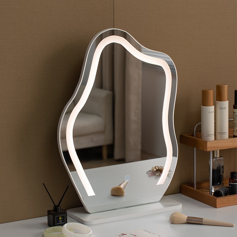 云朵化妆镜台式桌面卧室带灯网红G梳妆镜家用智能梳妆台镜子