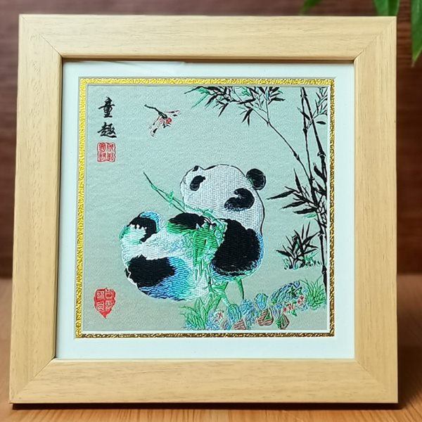 蜀锦熊猫相框画摆件四川特色工艺品居家装饰品中国特色礼物送老外