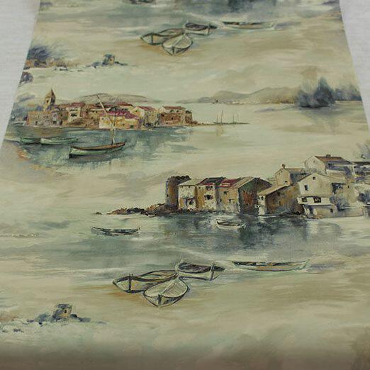 美国进口纯纸墙纸新中式江南水乡水墨画餐厅书房办公室背景墙壁纸