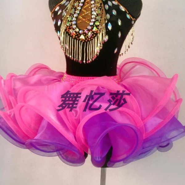 舞忆莎高档新款儿童拉丁舞服演出服少儿女童拉丁舞裙演出舞艺1844