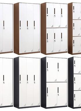 杭州钢制套色更衣柜铁皮员工存包柜带锁加厚咖色灰色储物柜多门柜