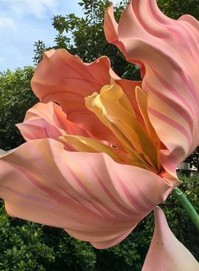 大型户外装饰EVA材质红橙色系郁金香花朵商场摆件店铺美陈展成品