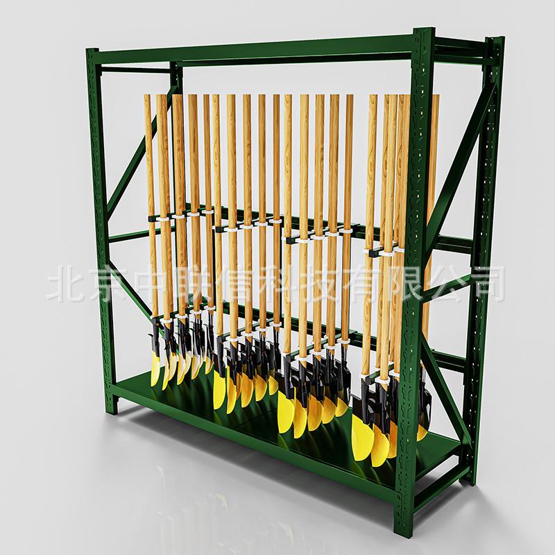 军绿色铁楸架农用工具架盾牌货架钢叉架训练器材架军绿色锹镐架
