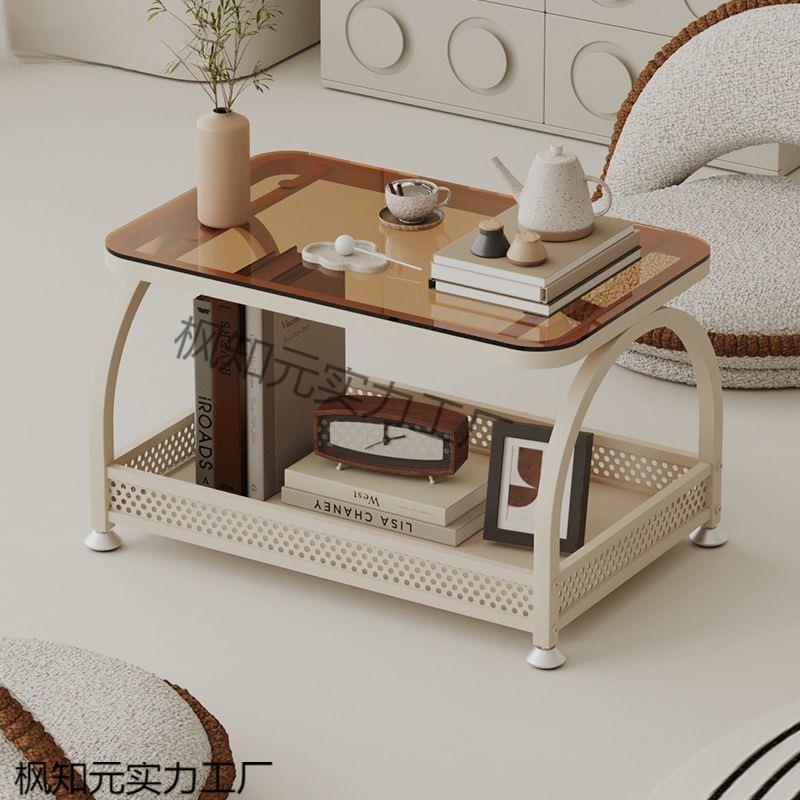 飘窗小桌子卧室家用榻榻米玻璃小茶几网红奶油风阳台休闲矮桌炕几