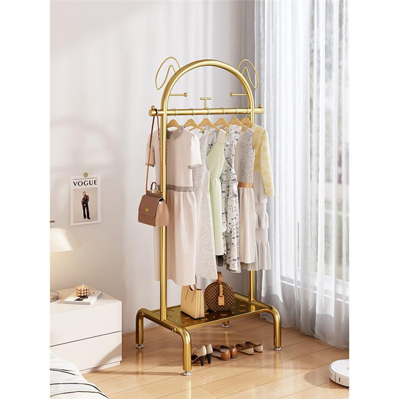 衣架落地卧室挂衣服架子家用收纳置地晾衣架房间奶油风折叠衣帽架