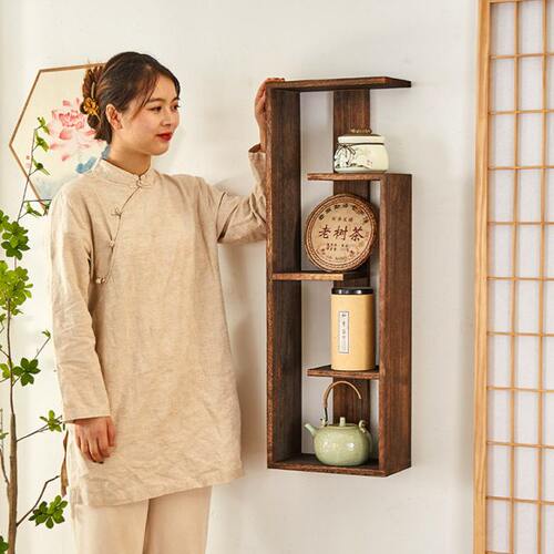 博古架实木中式桌面置物多宝阁茶杯架子茶具收纳小茶壶紫砂壶摆放